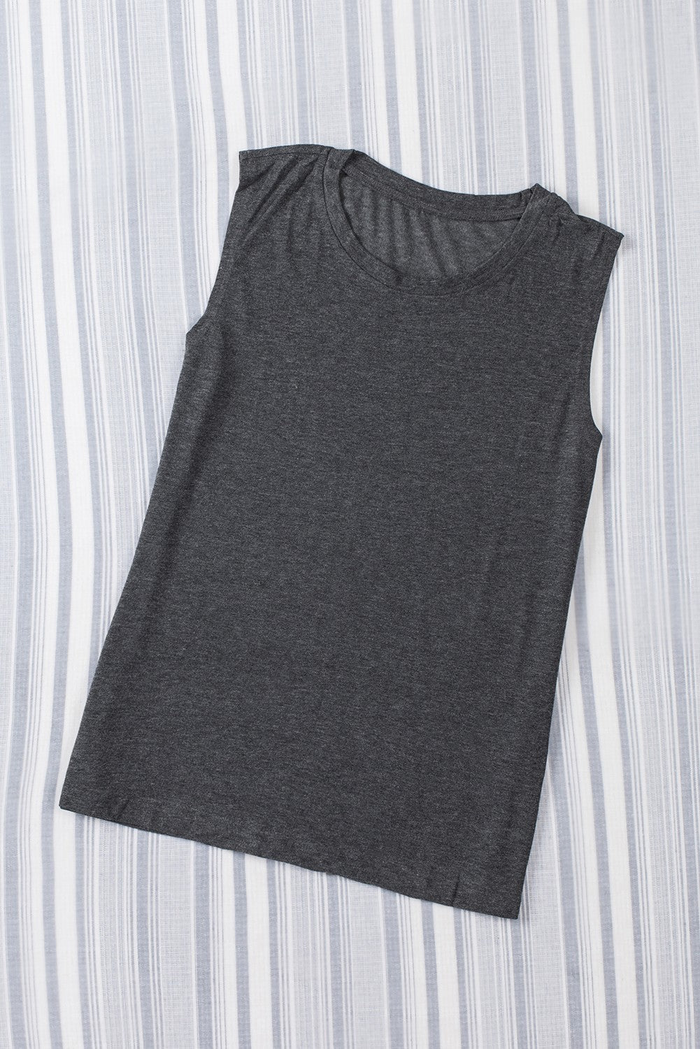 Solid Crew Neck Loose Tank Top