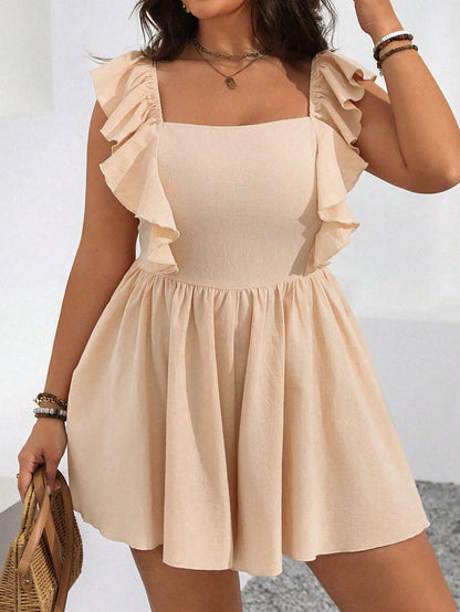 Plus Size Cap Sleeve Bowknot Romper