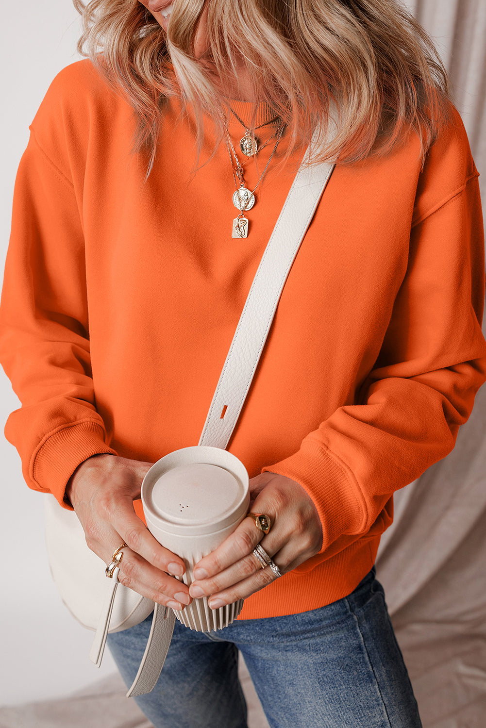 Lined Drop Shoulder Terry Sweatshirt