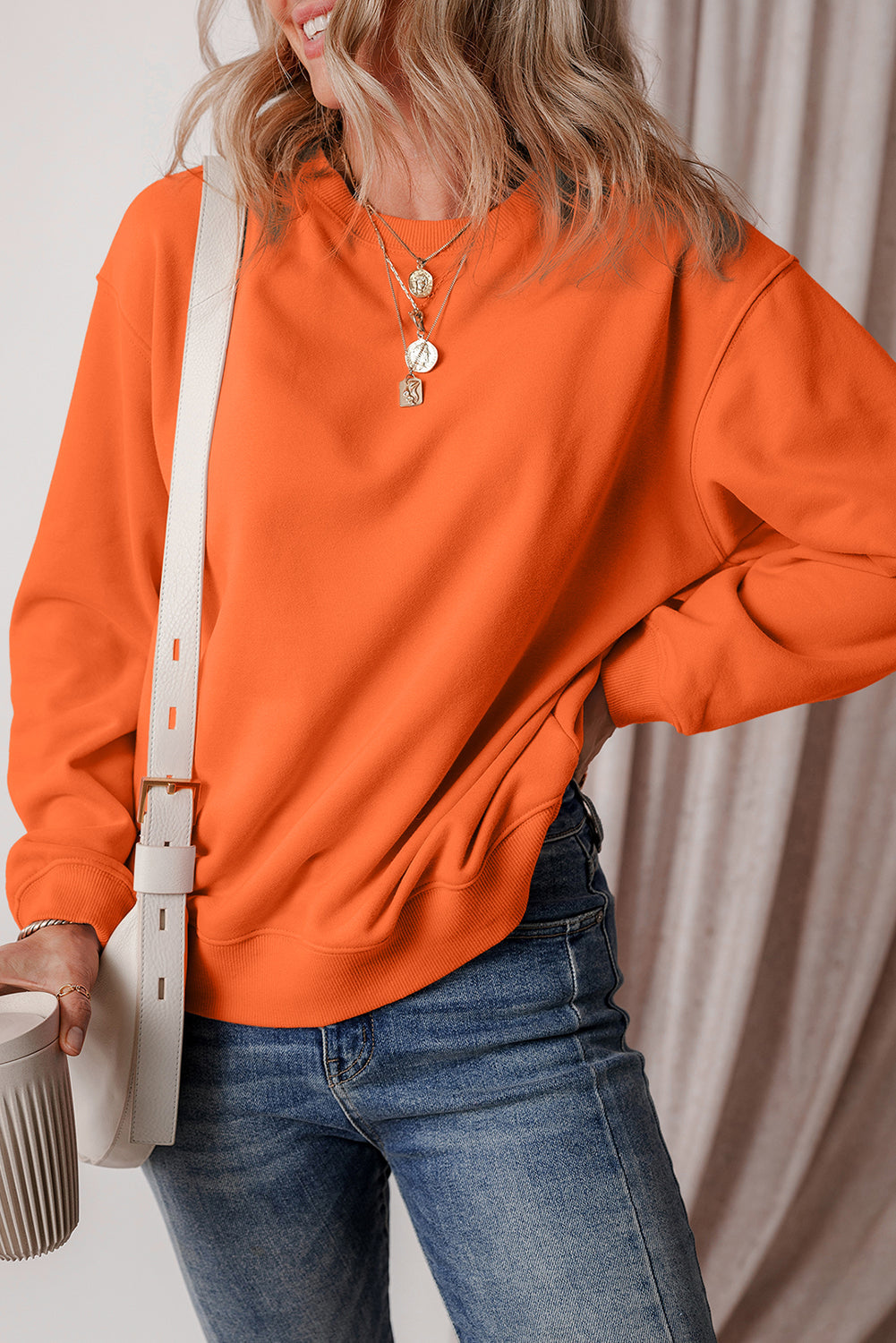 Lined Drop Shoulder Terry Sweatshirt