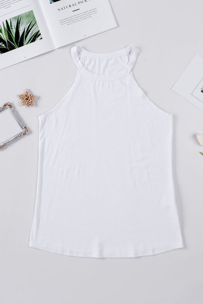 White Crew Neck Tank Top