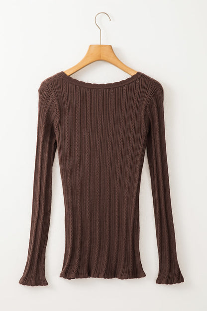 Knit U Neck Slim Fit Long Sleeve Top