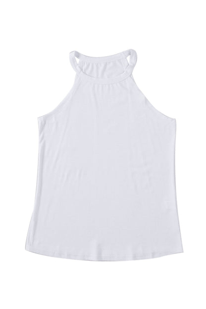 White Crew Neck Tank Top