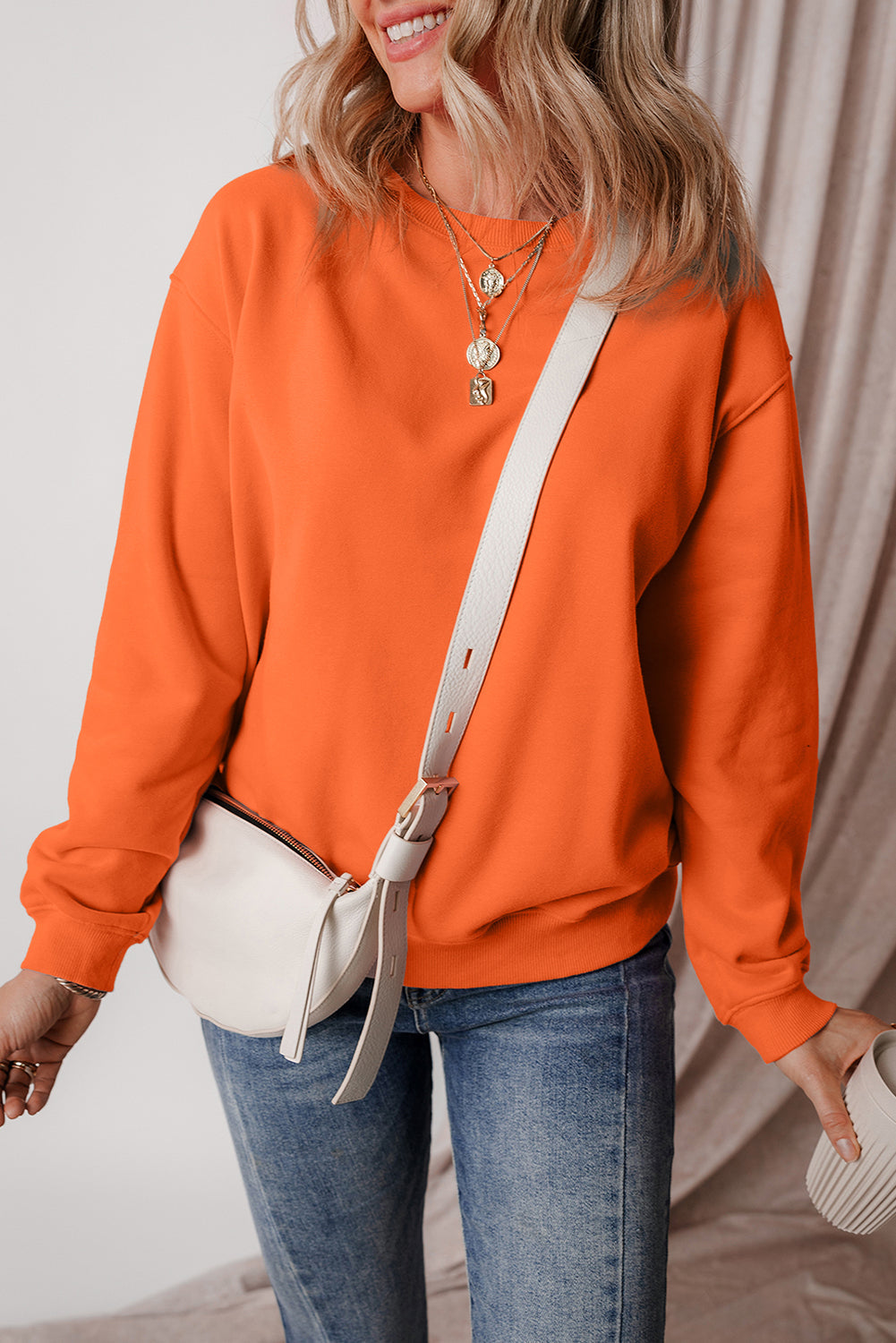 Lined Drop Shoulder Terry Sweatshirt