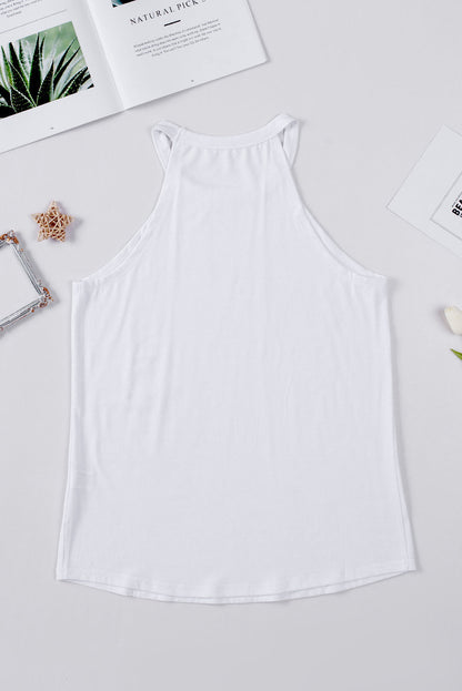 White Crew Neck Tank Top