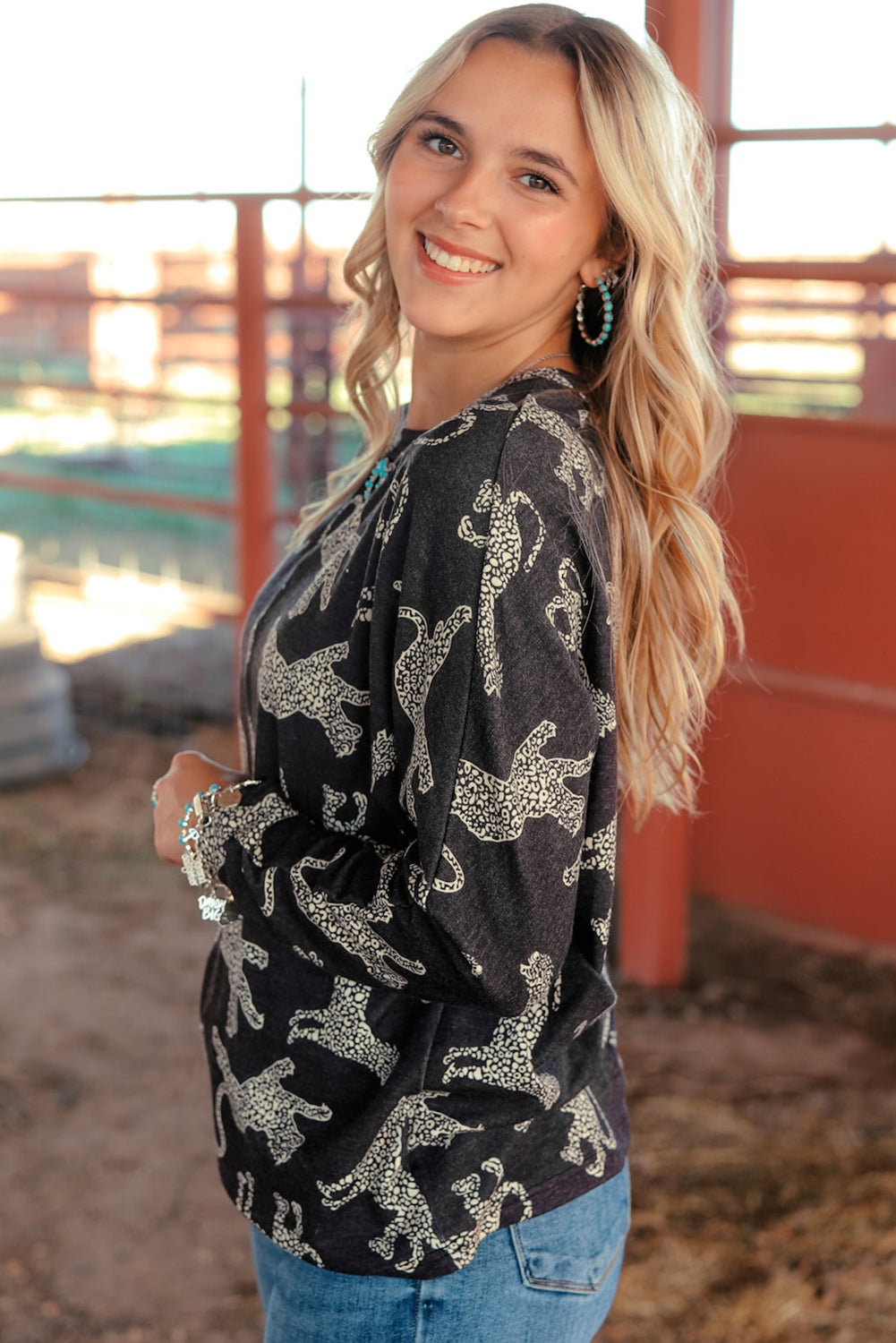 Lively Cheetah Print Long Sleeve Top