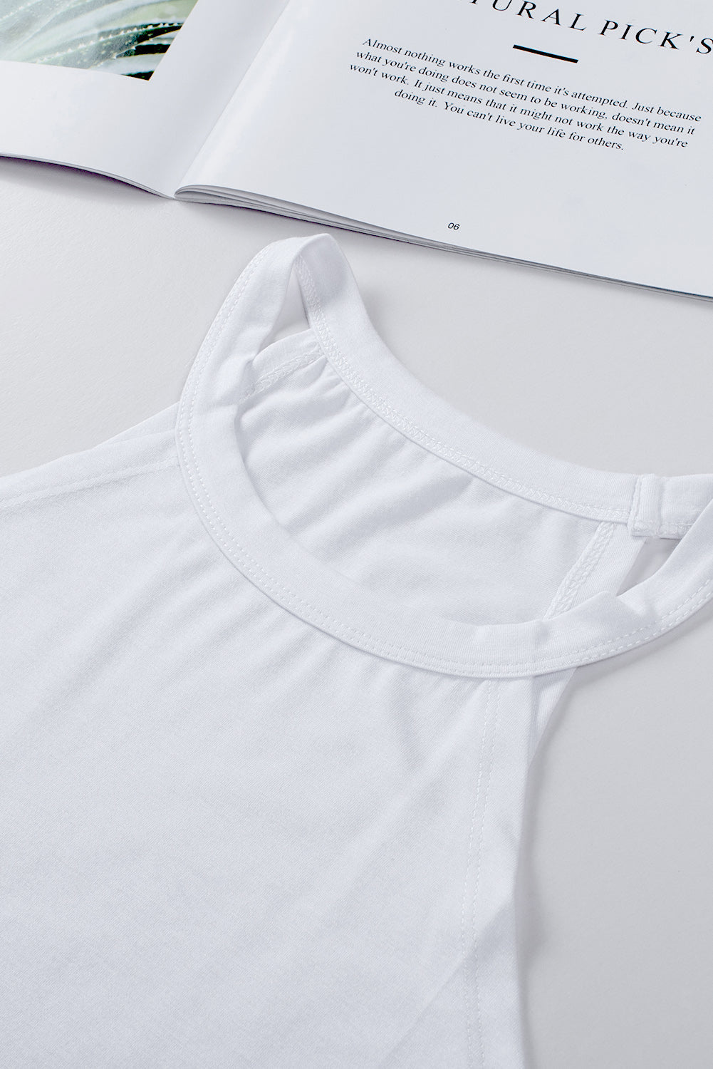 White Crew Neck Tank Top