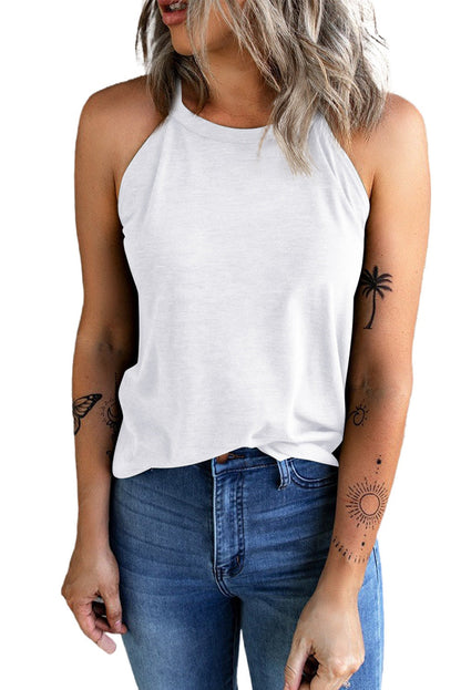 White Crew Neck Tank Top