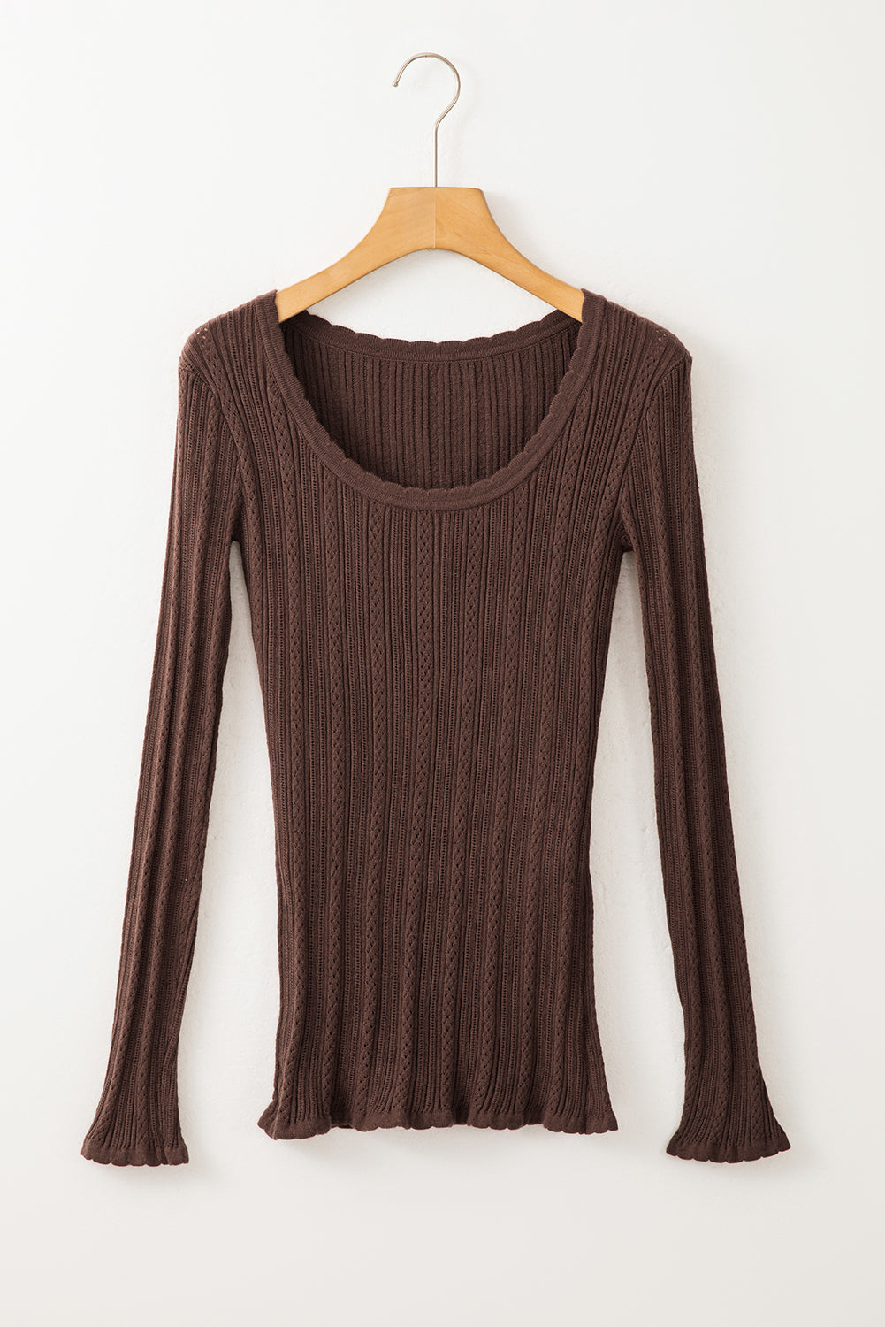 Knit U Neck Slim Fit Long Sleeve Top