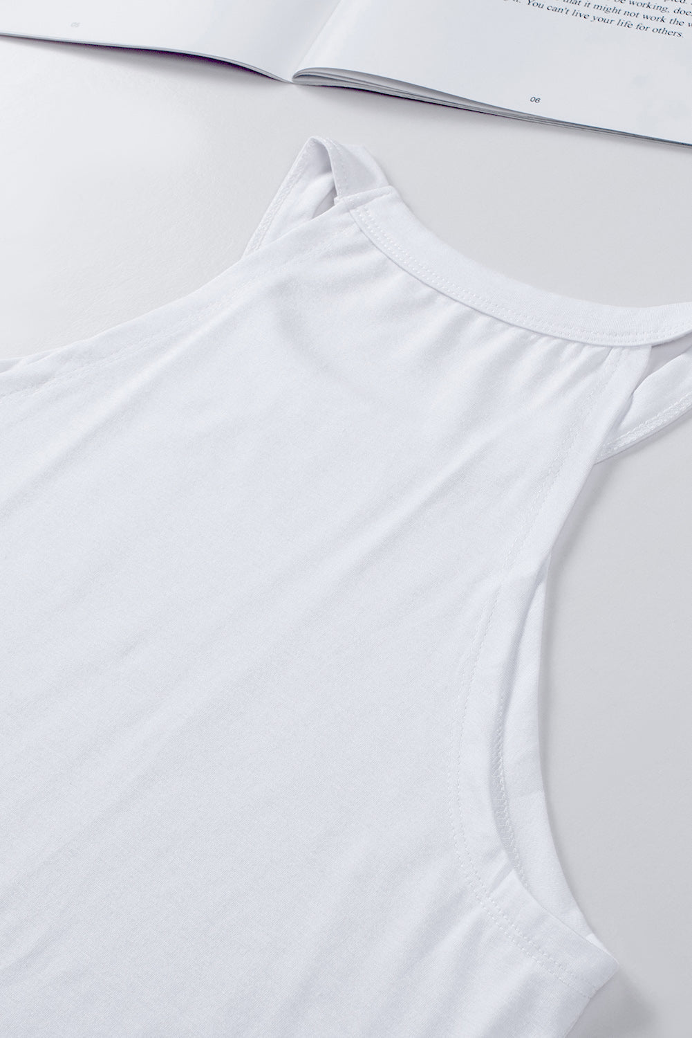 White Crew Neck Tank Top