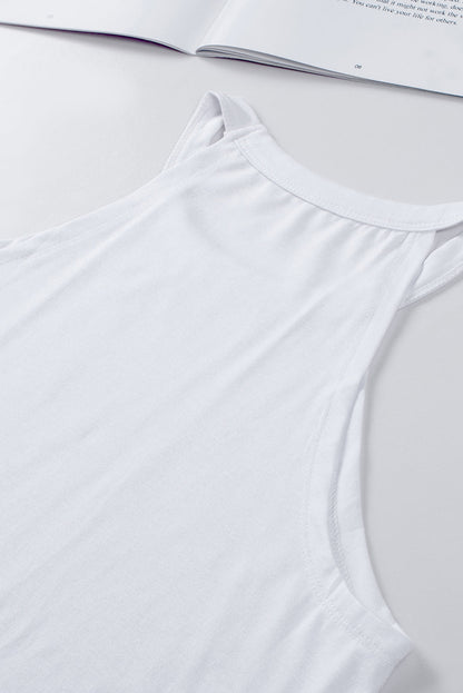 White Crew Neck Tank Top