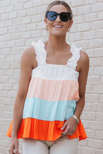 Frill Straps Tiered Tank Top