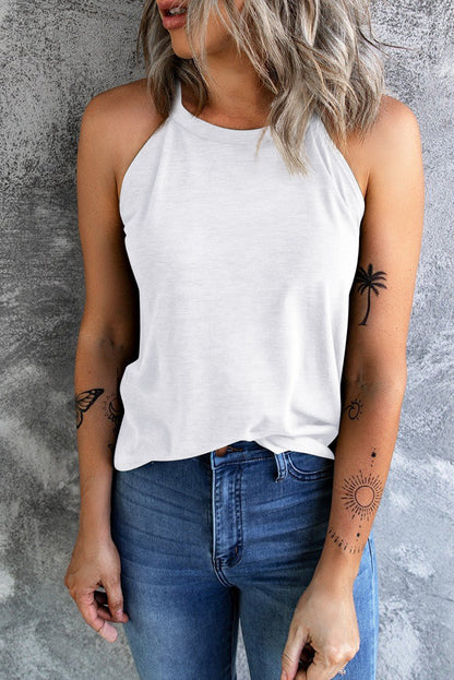 White Crew Neck Tank Top