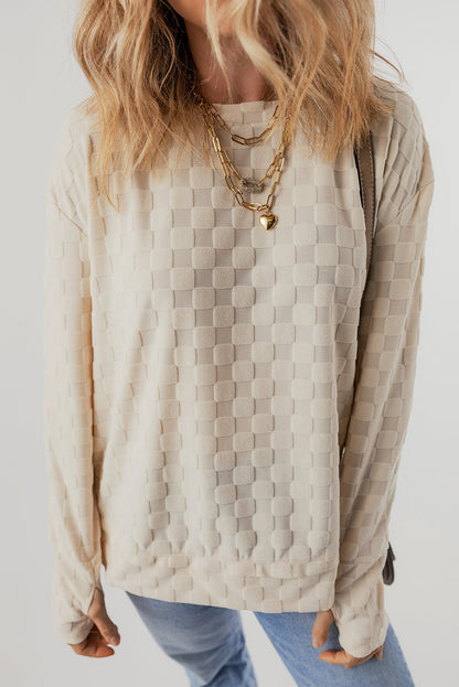 Solid Textured Thumbhole Sleeve Top